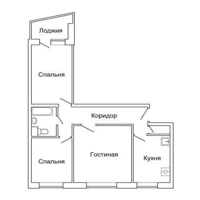 Планировка трехкомнатной квартиры 1-515/9Ш
